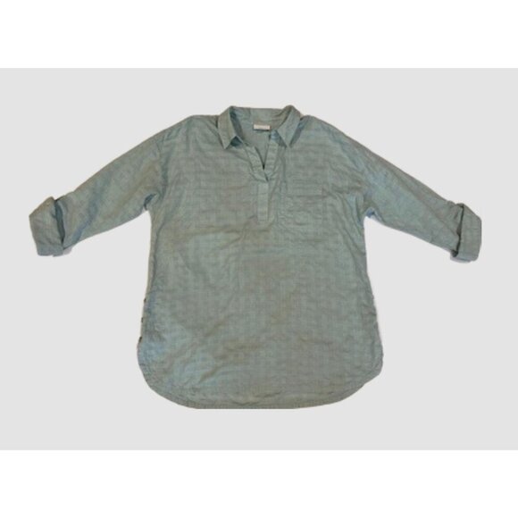 J. Jill Women’s Medium Tunic Top – 100% Cotton – Roll Tab Sleeve – Seafoam Green - Picture 5 of 11